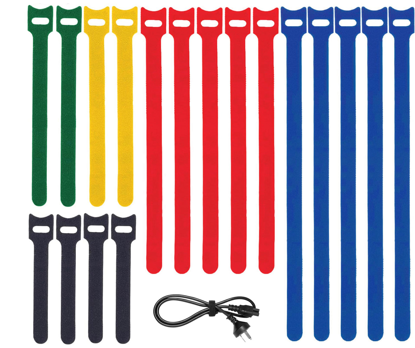 BALABALA 200 PCS Reusable Fastening Cable Ties 4+6+8+10 inch Cords Management Cable Organizer Cord Wrap Black