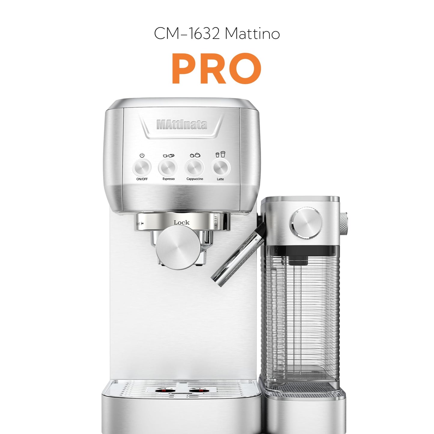 MAttinata CM1632 Cappuccino Machine 20 Bar, Professional Espresso Machines Coffee Maker for Home with Automatic Milk Frothering System, Barista Compact Latte Maker for Coffee Lovers, Stainless Steel