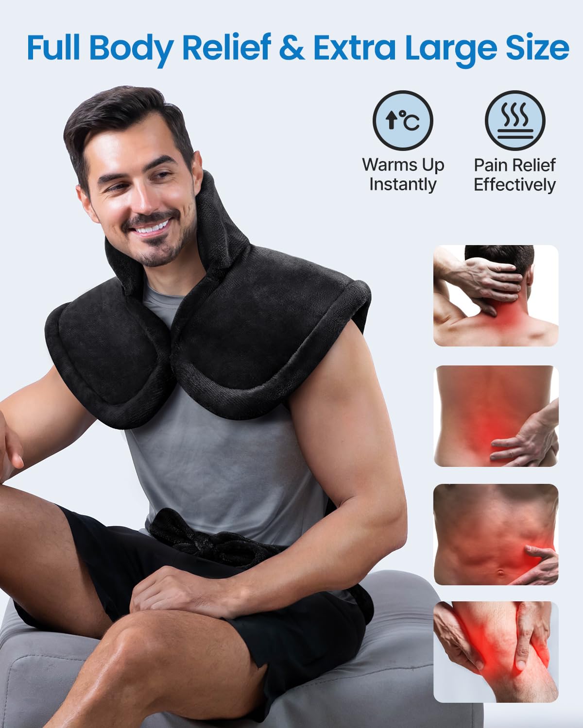 RENPHO Valentines Day Gifts for Him Men Dad, Heating Pad for Neck and Shoulders and Back Pain Relief, FSA Eligible, 24"x37" XL Large Heat Pad for Full Body, ETL Certified, HSA Store, Black