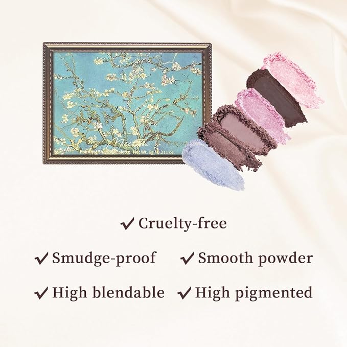 MilleFée Painting Shadow Palette 09 Almond Blossom, Eyeshadow Palette, Warm Deep, Cruelty-Free, Smudge-Proof, Smooth Powder, High Blendable, High Pigmented