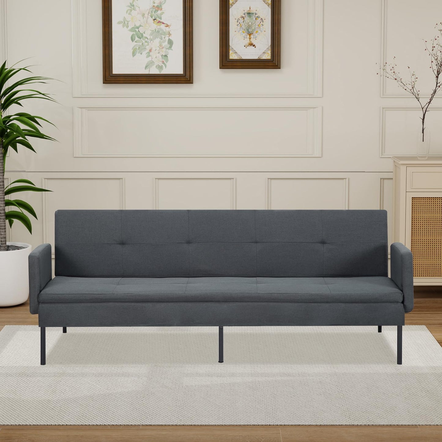 NicBex Futon Sofa Bed, Convertible Loveseat Sleeper Couch, Adjustable Recliner Sofá, Folding Accent Sofa&Couch with Metal Frame and 6 Angles for Living Room, 300 lbs/Seat, Easy to Assemble