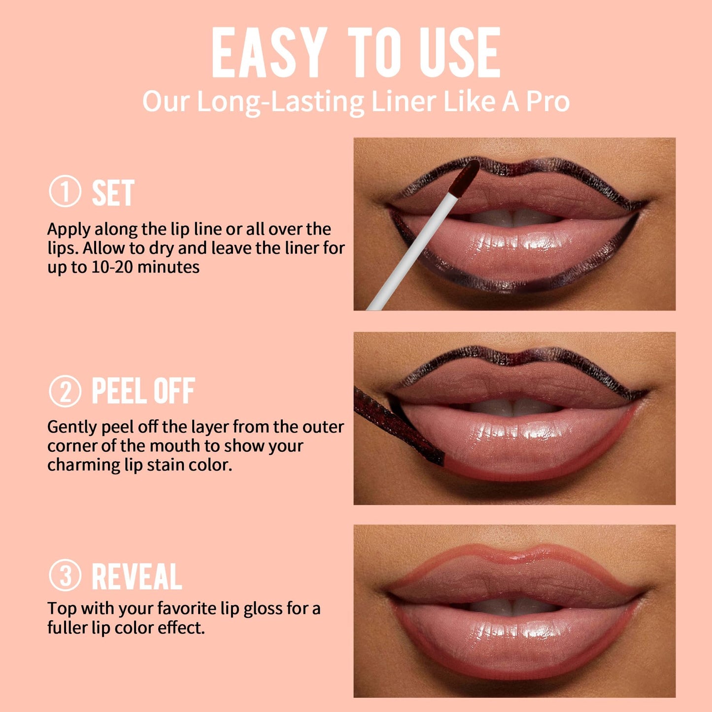 iMethod Lip Stain - Lip Liner Stain, Lip Stain Peel Off with Tweezer, Long Lasting Natural, Waterproof, Easy to Use, Stay On All