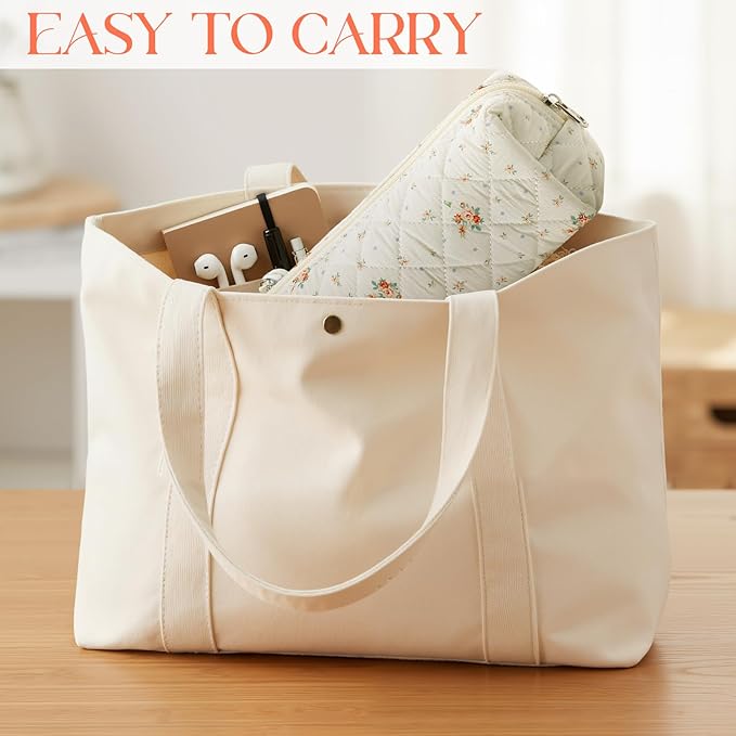Paterr Aesthetic Floral Makeup Bag Travel Cosmetic Bag for Women Gift Christmas Portable Quilted Makeup Pouch Cotton Pencil Case Kawaii Cute Toiletry Organizer Case for Women Girls(White Flower)