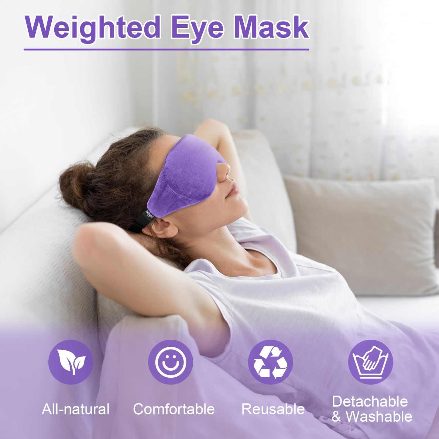 BeHoomi Weighted Eye Mask for Sleeping, Soft Heated Eye Mask, Moist Heat Warm Compress for Eyes, Natural Lavender & Flaxseeds Microwave Reusable Sleep Mask, Must Haves for Women Spa, Home, Office