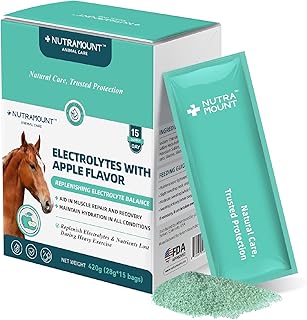 Nutramount Equine Electrolytes Supplement with Apple Flavor, Replenish Lost Minerals & Support Hydration for Horses During...