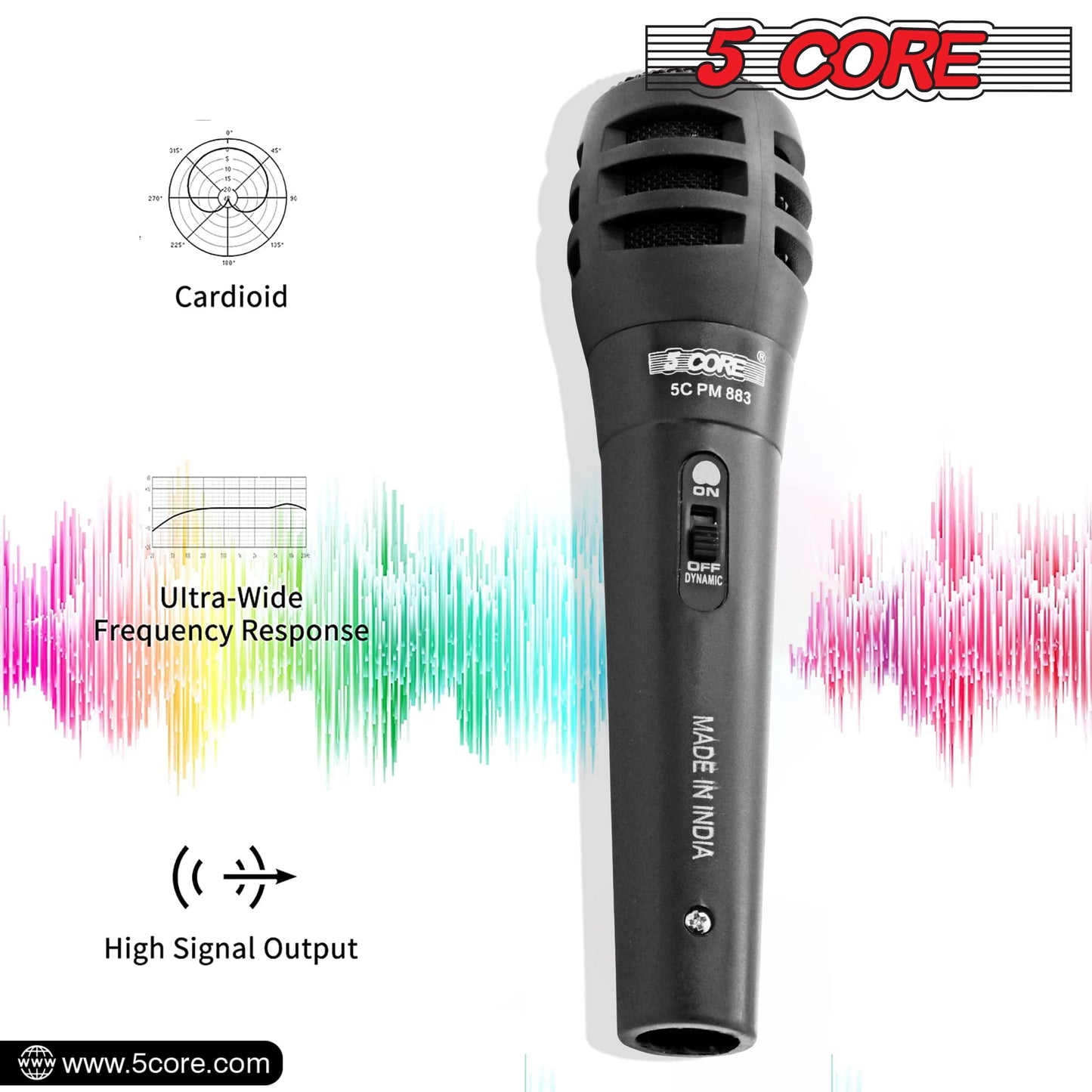 5 Core Microphone Dynamic Vocal Handheld Mic Cardioid Unidirectional Microfono W On Off Switch + Xlr Audio Cable For Singing Pm-