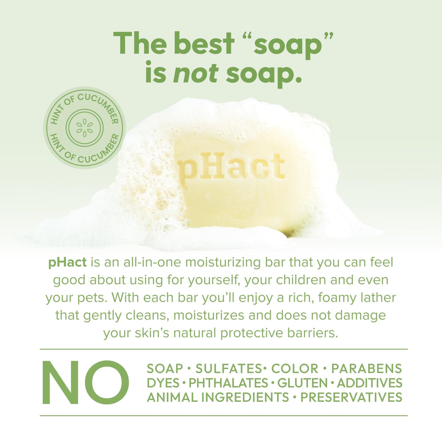 ANDREW LESSMAN pHact Moisture-Rich, Soap-Free Cleansing Bar Cucumber. Natural Skin pH. All Skin Types - Even Sensitive Skin. Hyp