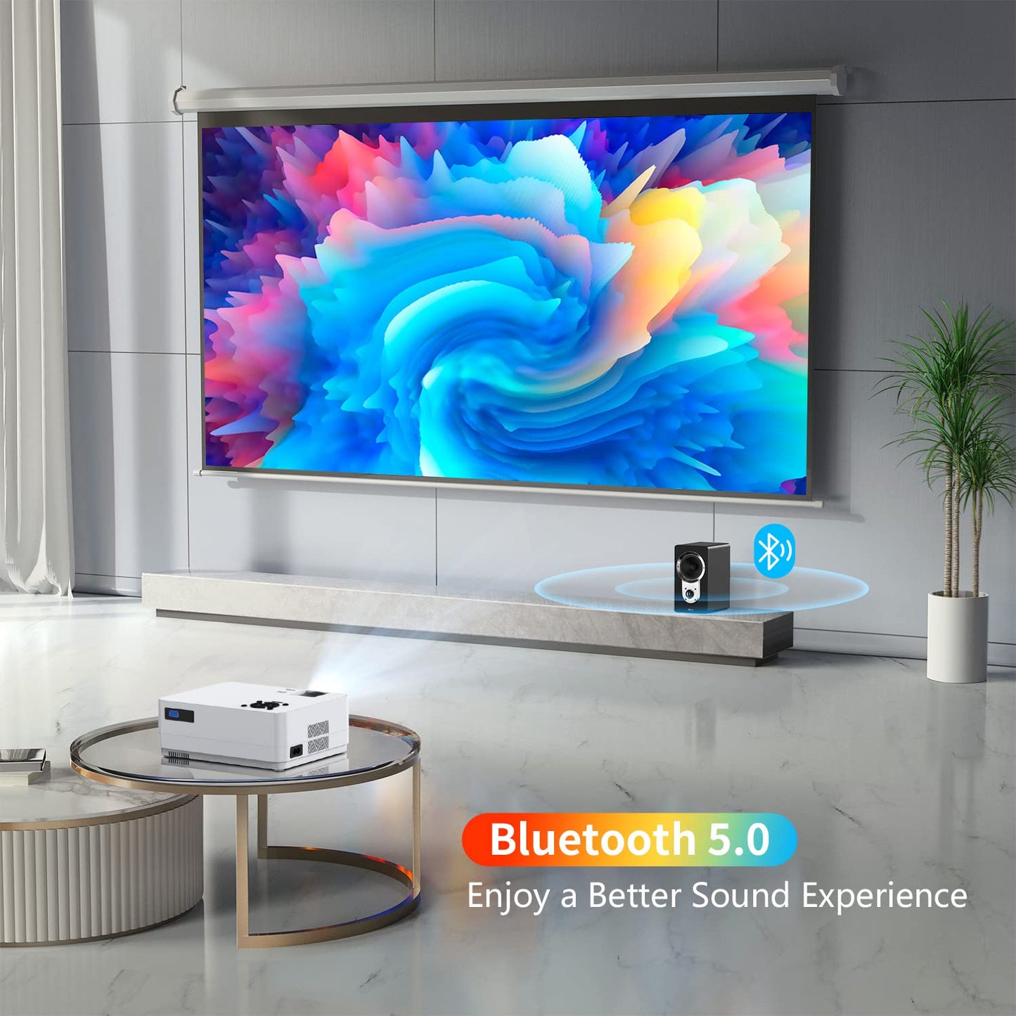 Roconia 5G Wifi Bluetooth Native 1080 Projector, 12000Lm Full Hd Updated Movie Projector, 300 Display Support 4K Home Theater,C