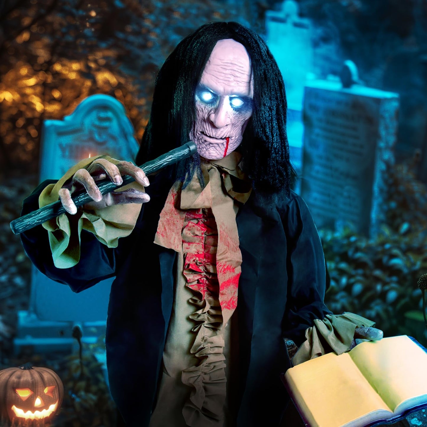 Halloween Animatronics Zombie - Halloween Yard Scary Groundbreaker Decorations Outdoor 2.5FT with Creepy Sounds and Light Up Eyes,Touch Sound Activation Outside Lawn Yard Haunted Prop