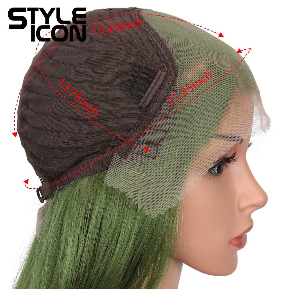 Style Icon Easy-360 Lace Wigs 28 Free Part Lace Frontal Wigs Green Synthetic Wig (28 , QT GREEN14)