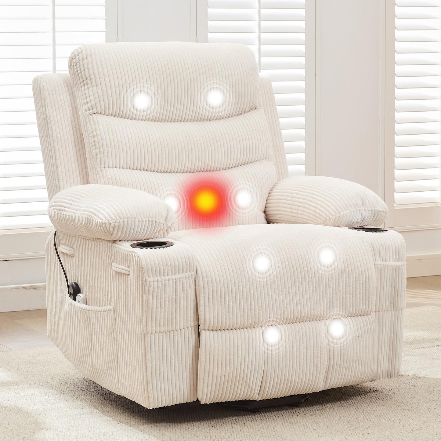 Garvee Power Lift Recliner Chair, Oversized Electric Recliners for Elderly With Heat and Massage, Home Theater Seat With 2 Cup Holders Side, Electric Glider Reclining Single Sofa Chair for Living Room