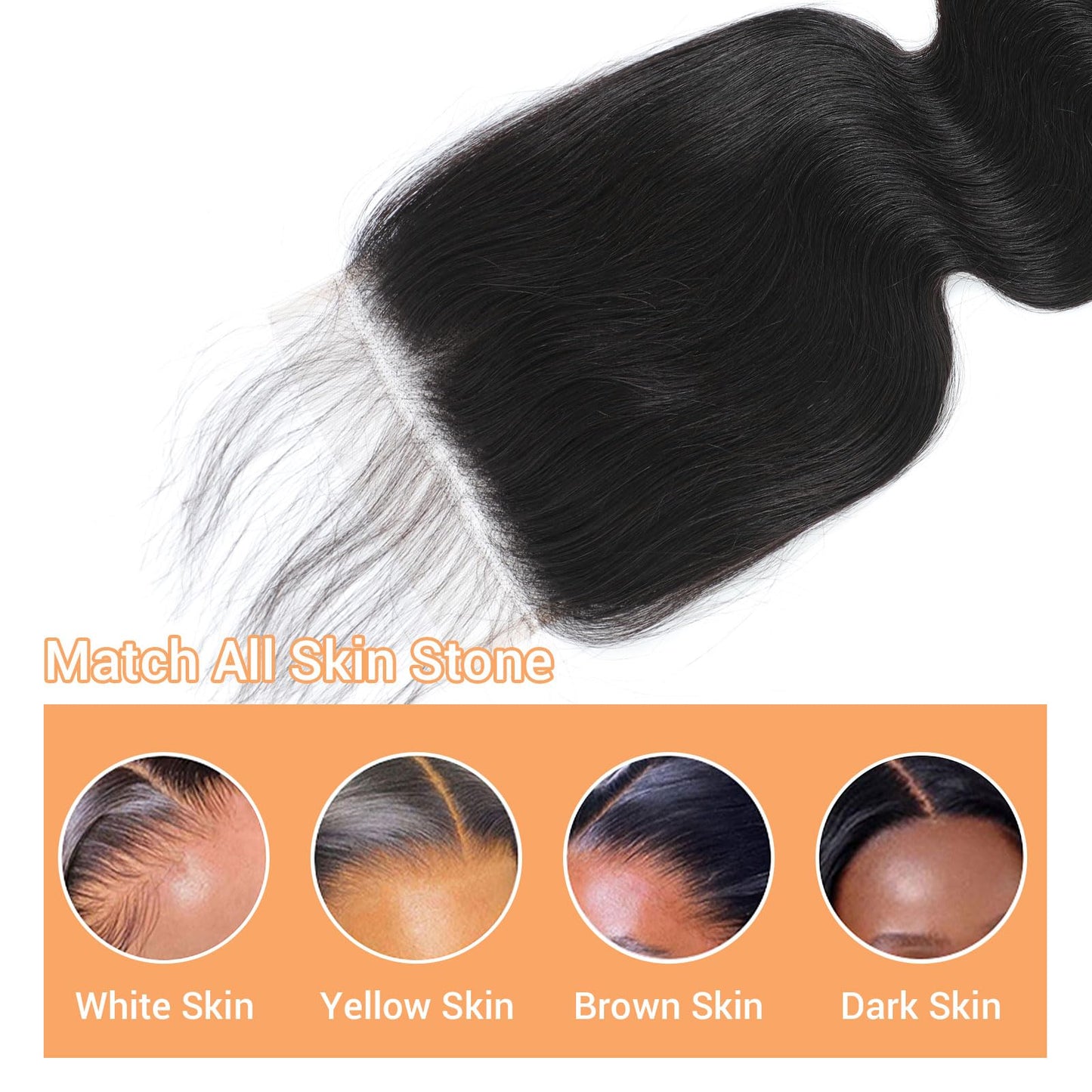 Hd Closure 5x5 Body Wave Transparent Lace 12A Virgin Remy Human Hair Closure Pre Plucked With Baby Hair Natural Black 12 Inch