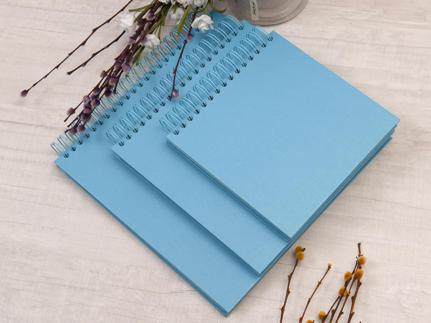 potricher 10 x 10 Inch DIY Scrapbook Photo Album 80 Pages Thick Kraft Blank Blue Paper Memory Book for Wedding and Anniversary Family (Blue, 10 Inch)