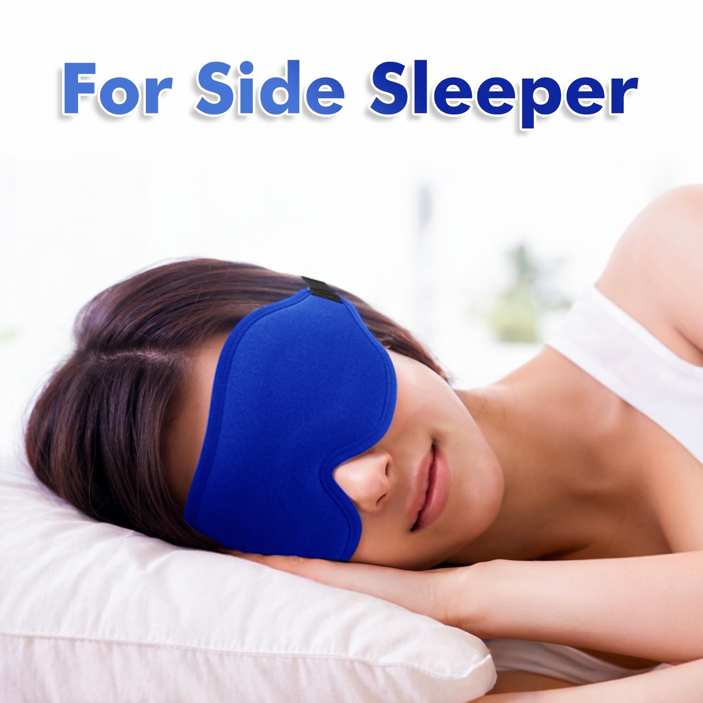 Sleep Eye Mask for Men Women, Lash Extensions 3D Sleeping Mask, Travel Blackout Night Blindfold Eye Shade Cover with Adjustable Strap (Blue-3D)