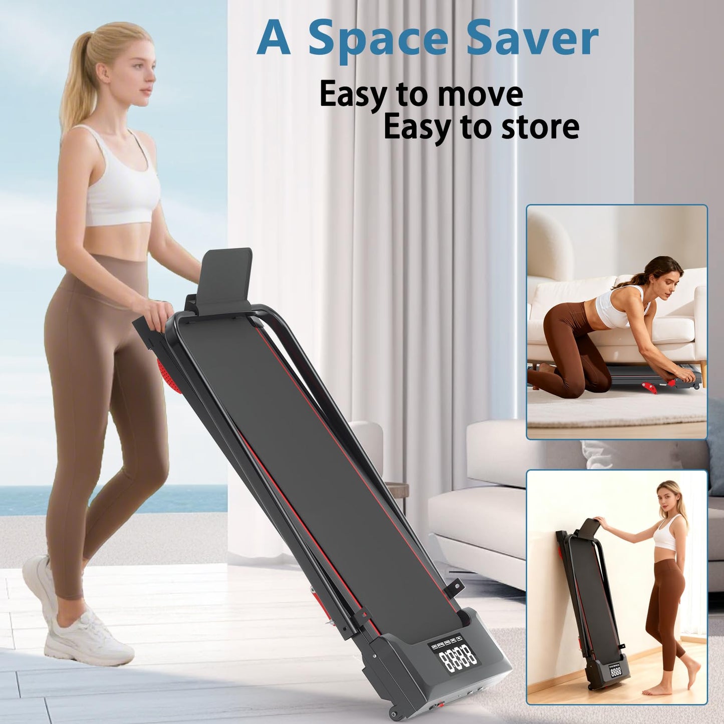 Ecogou Walking Pad with Handle Bar and Incline, 3 in 1 Under Desk Treadmill with Hiking Mode, 2.5HP Low Noise Walking Treadmill Pad with Remote Control,Portable Treadmills for Home Office, Led Display