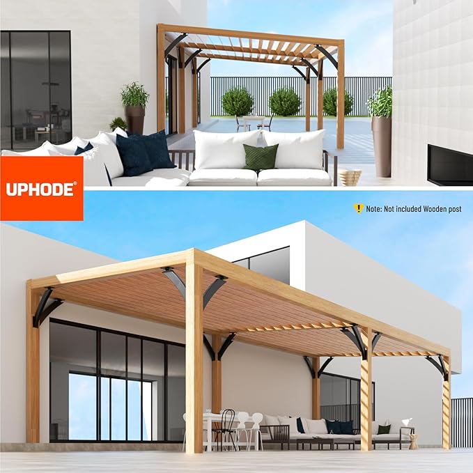 Uphode Q235-Steel Integrated Arc 2''x4''(Actual Tube Dia: 1.5''x 3.2'') 45 Degree Adjustable Angle Support Pergola Brackets Heavy Duty 4Pack