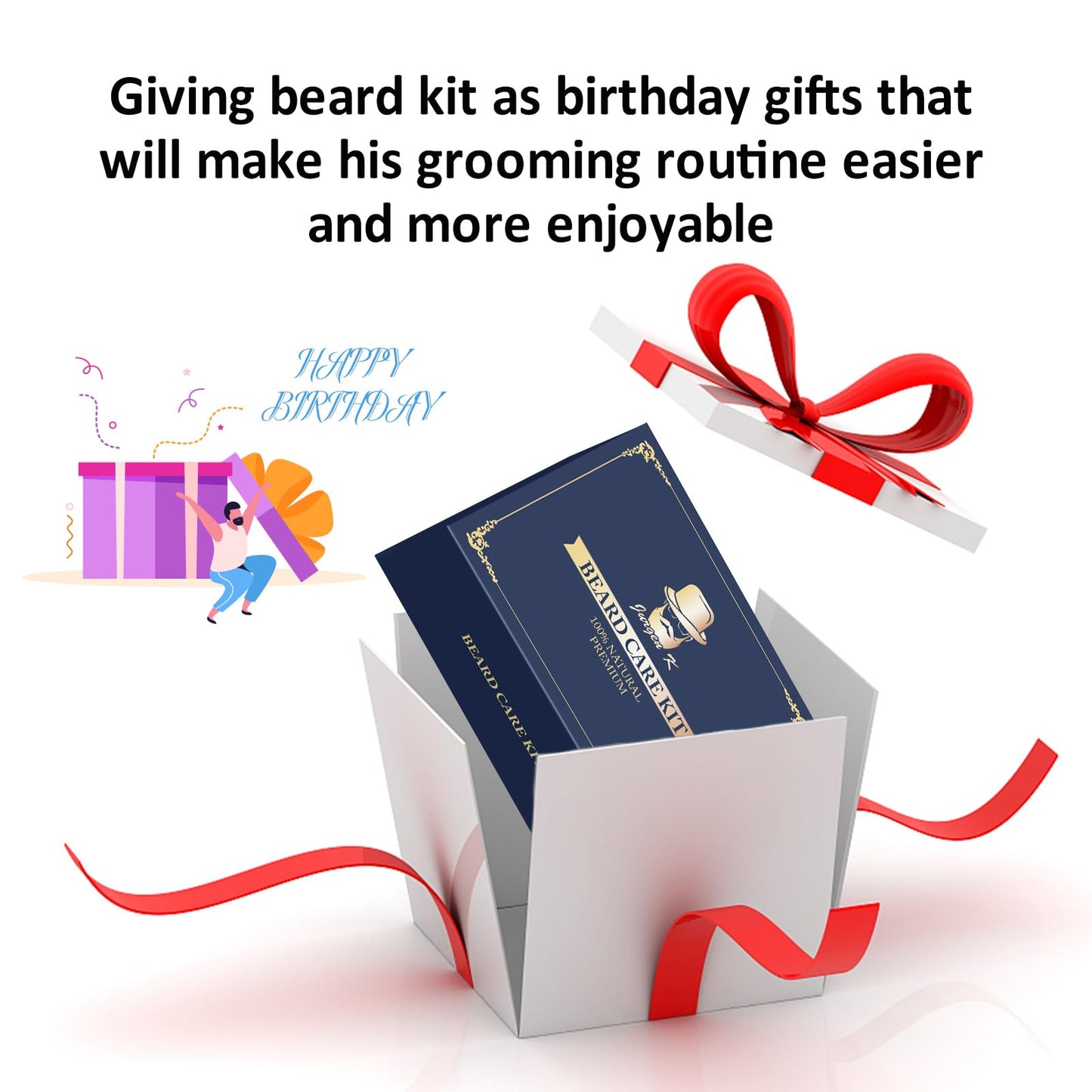 Gifts for Men, Beard Kit for Men's Daily Grooming, Moisturize & Soften Coarse, Dry Facial Hair, Anniversary & Wedding & Birthday Gifts for Him Boyfriend Husband Dad Brother Adult Son Male Friend