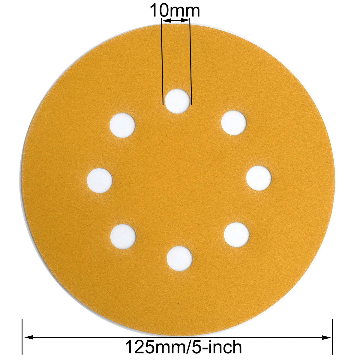 5-Inch 8-Hole Hook and Loop Sanding Discs 400-Grit Random Orbit Sandpaper, 100-Pack