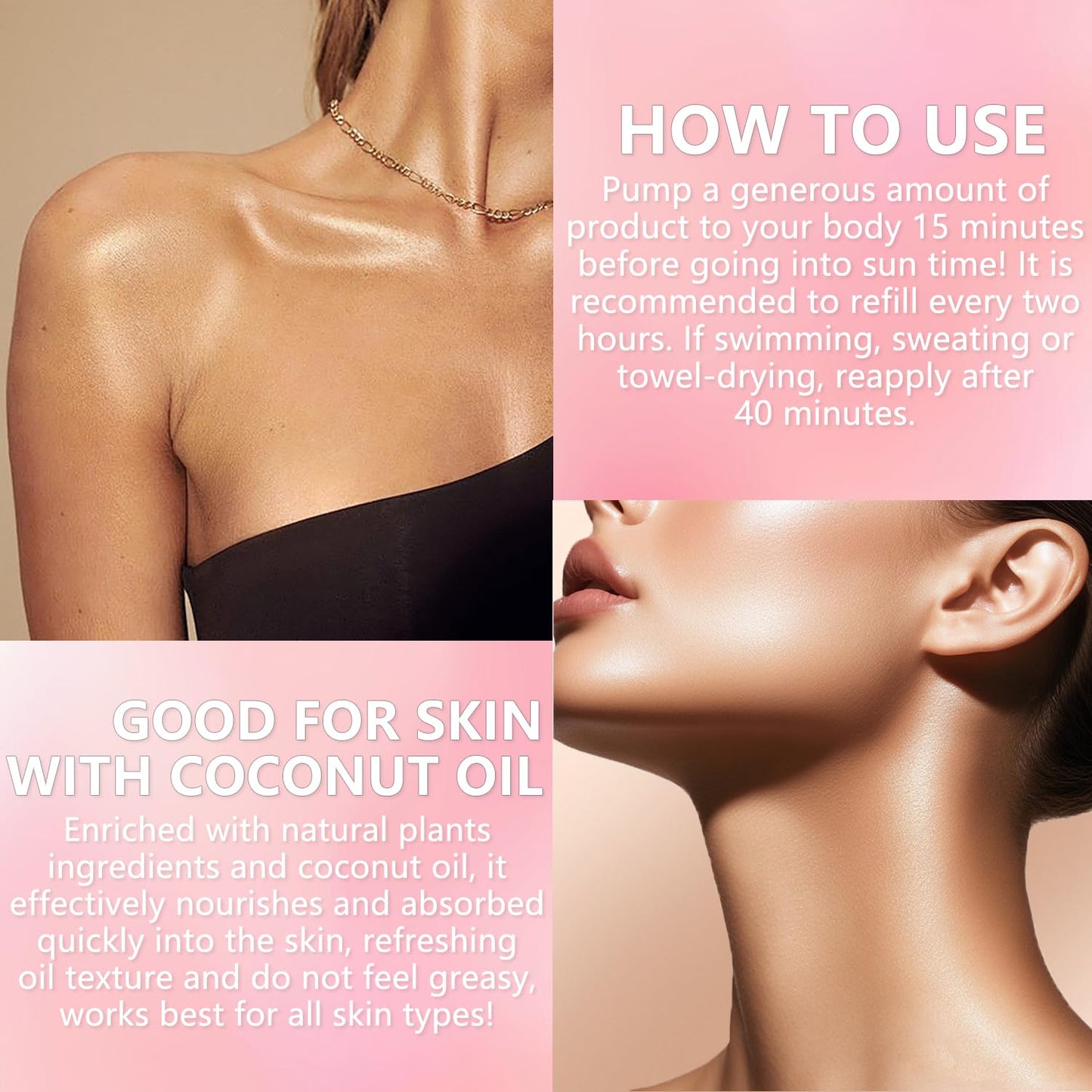 Body Glow Oil, SPF 45 Broad Spectrum, Sunscreen Body Oil for Women, Lightweight Glow Moisturizer with Sun Protection and Moistur
