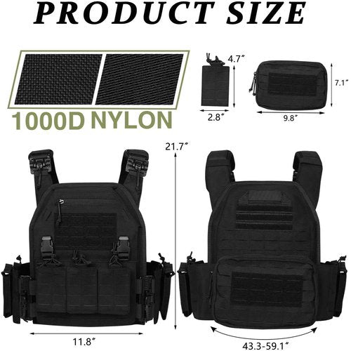 LASVENIS Tactical Vest for Men Weighted Vest Fully Adjustable Outdoor Training Gaming Vests