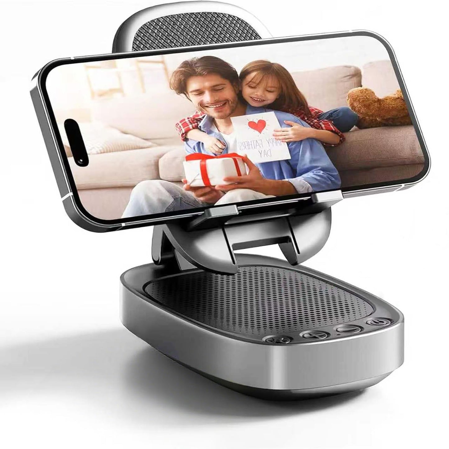 Gifts for Men Woman,Phone Stand with Wireless Bluetooth Speaker for Men with LED Atmosphere Light HD Surround Sound Speaker for