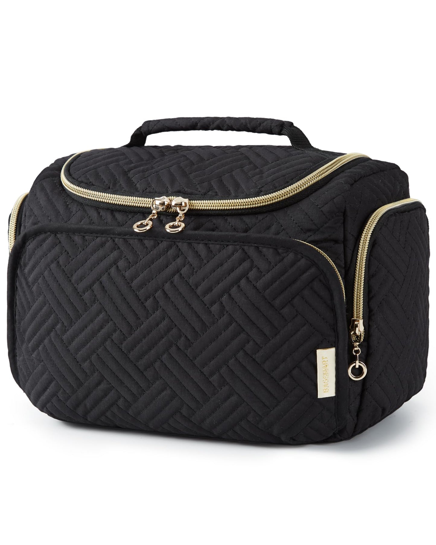 BAGSMART Travel Toiletry Bag, Large Wide-open Travel Bag for Toiletries, Makeup Cosmetic Travel Bag with Handle, Black-L