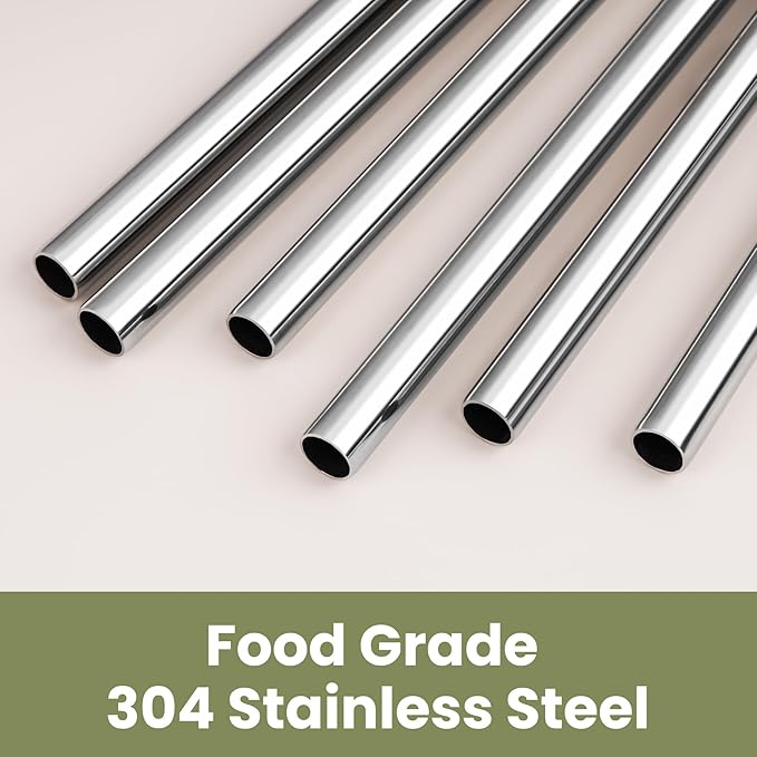 Tomorotec 6-Pack Stainless Steel Drinking Straw with 6 Silicone Tips, 3 Sizes Metal Reusable Straws Fit for Stanley Quencher Tumblers 40oz, 30oz, 20oz, 14oz, with 2 Cleaning Brushes