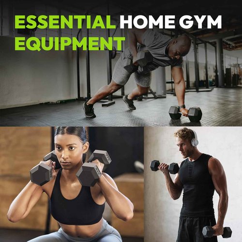 Hex Dumbbell Rubber Encased Strength Training Dumbbells, Hand Weight For Workout & Exercise/Pair of 17.5LB
