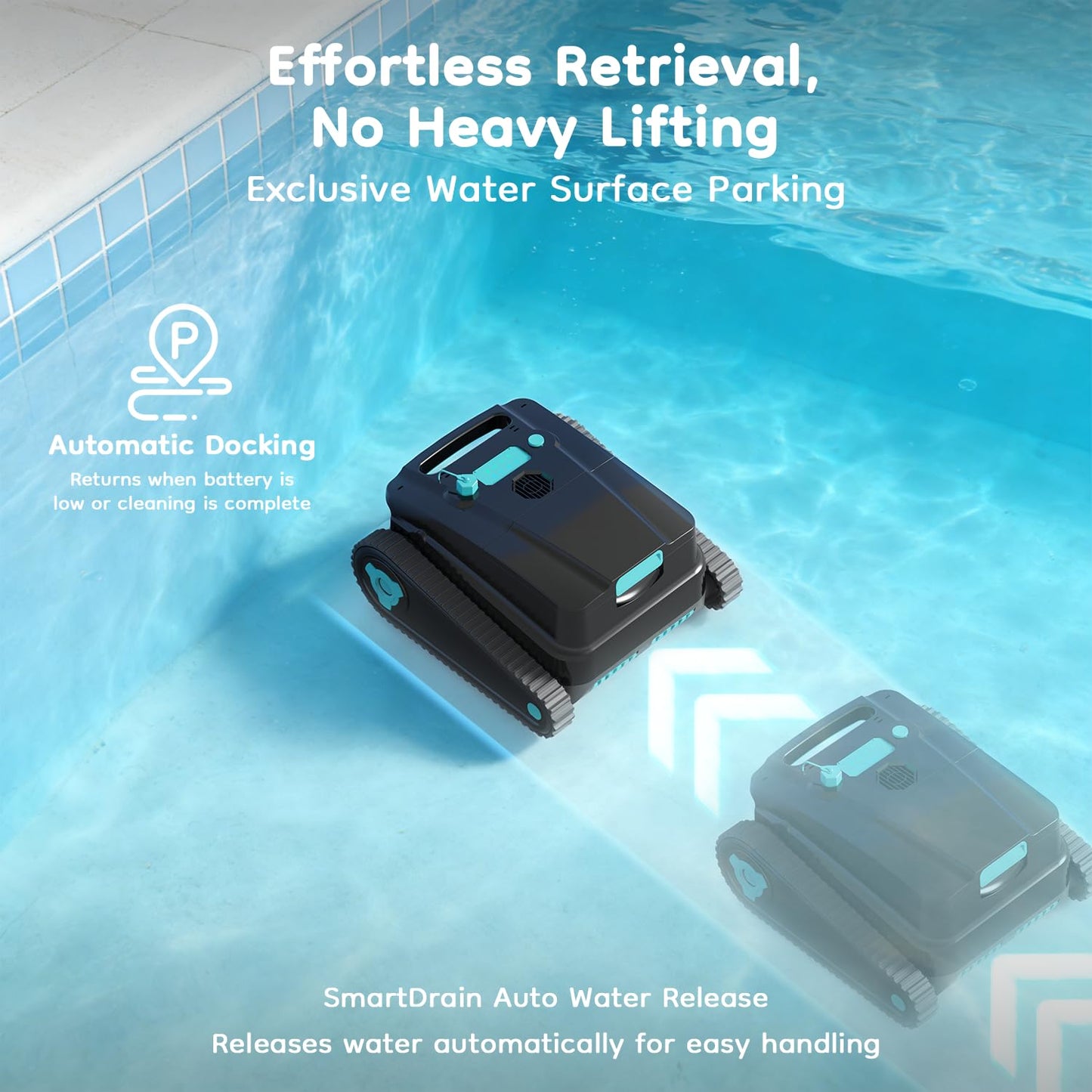 Obito H2 Cordless Robotic Pool Vacuum Cleaner, Dual Filtration, Wall Climbing & Waterline Cleaning, Smart Navigation, Lightweight Automatic Pool Cleaner for Pools up to 2,775 Sq.ft