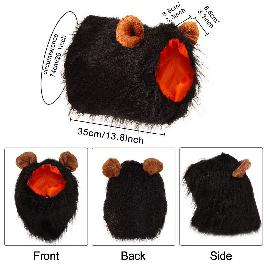 Lions Mane for Large Dog Halloween Costumes, Pet Black Wig with Ears