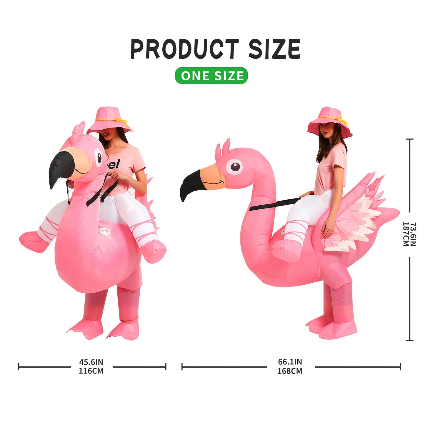 One Casa Inflatable Flamingo Costume Riding On Flamingo Air Blow up Funny Fancy Dress Party Halloween Costume for Adult