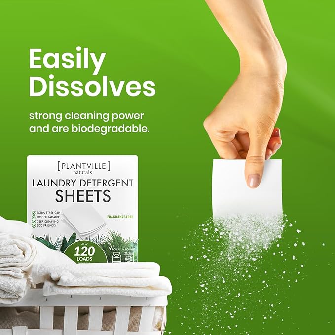 Natural Laundry Detergent Sheets - Eco-friendly Plant Based Liquidless Laundry Strips - Perfect For Home, Dorms, Travel & Camping