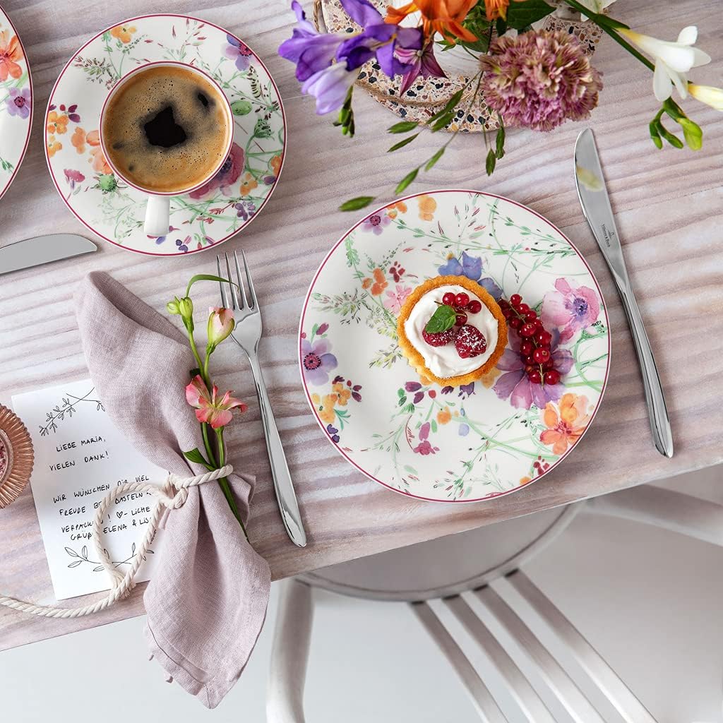 Villeroy & Boch Mariefleur Basic Salad Plate :, 8.25 in, Premium Porcelain, White/Multicolored