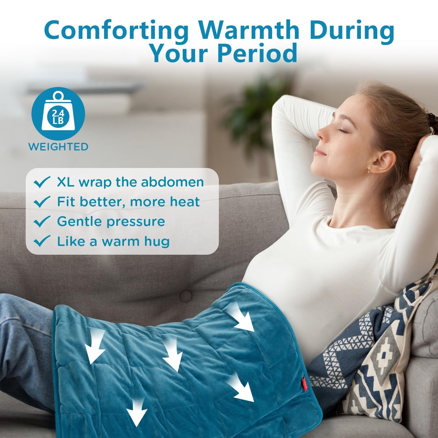 Comfytemp Weighted Heating Pad for Back & Period, FSA Eligible Electric Heat Pad, Valentines Day Birthday Gifts for Mom Dad Women Men, 2.4 lb HSA Approved Neck Shoulder Heated Pad, 2H Auto-Off, 20x24