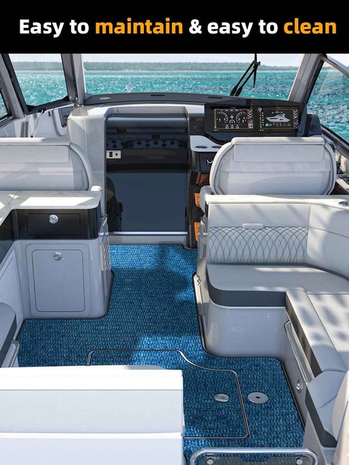 FOCEAN Boat Flooring EVA Foam Boat Decking Camo Marine Flooring Self-Adhesive Marine Mat for Motorboat RV Yacht Kayak, 94.5''x 23.6'', Camo Blue
