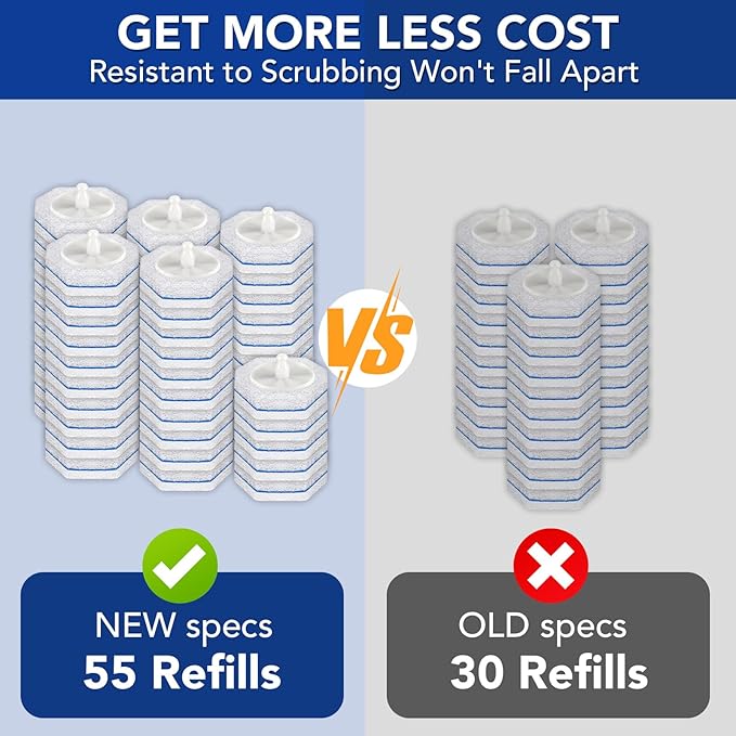 55 Count Toilet Bowl Wand Refills For Clorox, Upgrade Disposable Replacement Heads, Compatible with Clorox Toilet Wand Refills for Bathroom Cleaning
