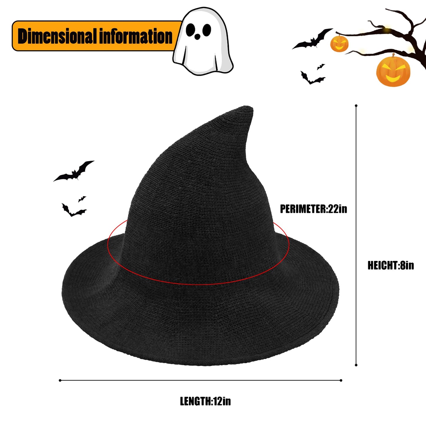 Leuceiy Halloween Witch Hat for Women Wide Brim Foldable Halloween Wool Hats for Party Cosplay Costume Accessory