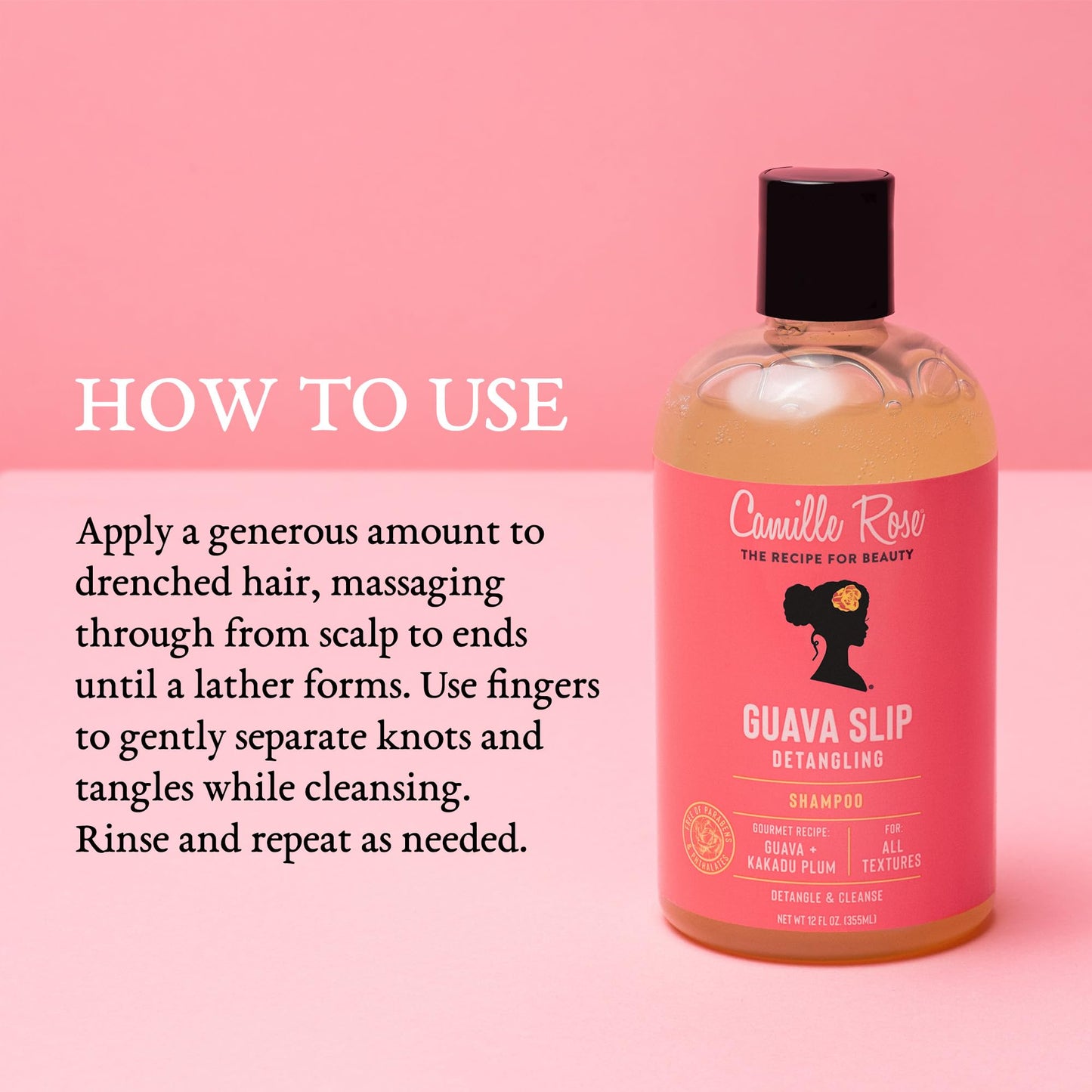 Camille Rose Guava Slip Detangling Shampoo, with Guava, Kakadu Plum and Avocado Oil to Detangle, Cleanse and Hydrate, for All Ha