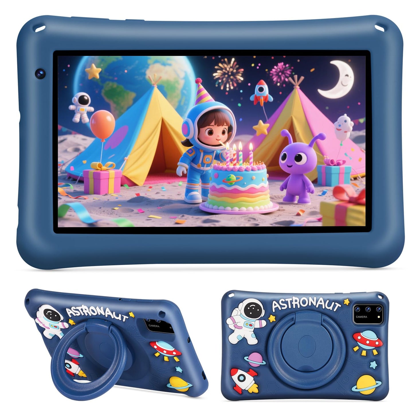 BRILLAR Kids Tablet 7 Inch with Shockproof Case Android 13 Octa-Core 8+64GB Wi-Fi 6, Parental Control Mode, Learning Gift for Bo