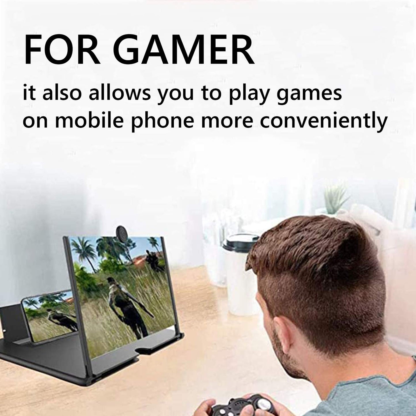 Smartphone Screen Magnifier Stand 14 Inch 3D Foldable Amplifier Stand Holder For Cell Phone Adjustable Angle For Families Mom Da