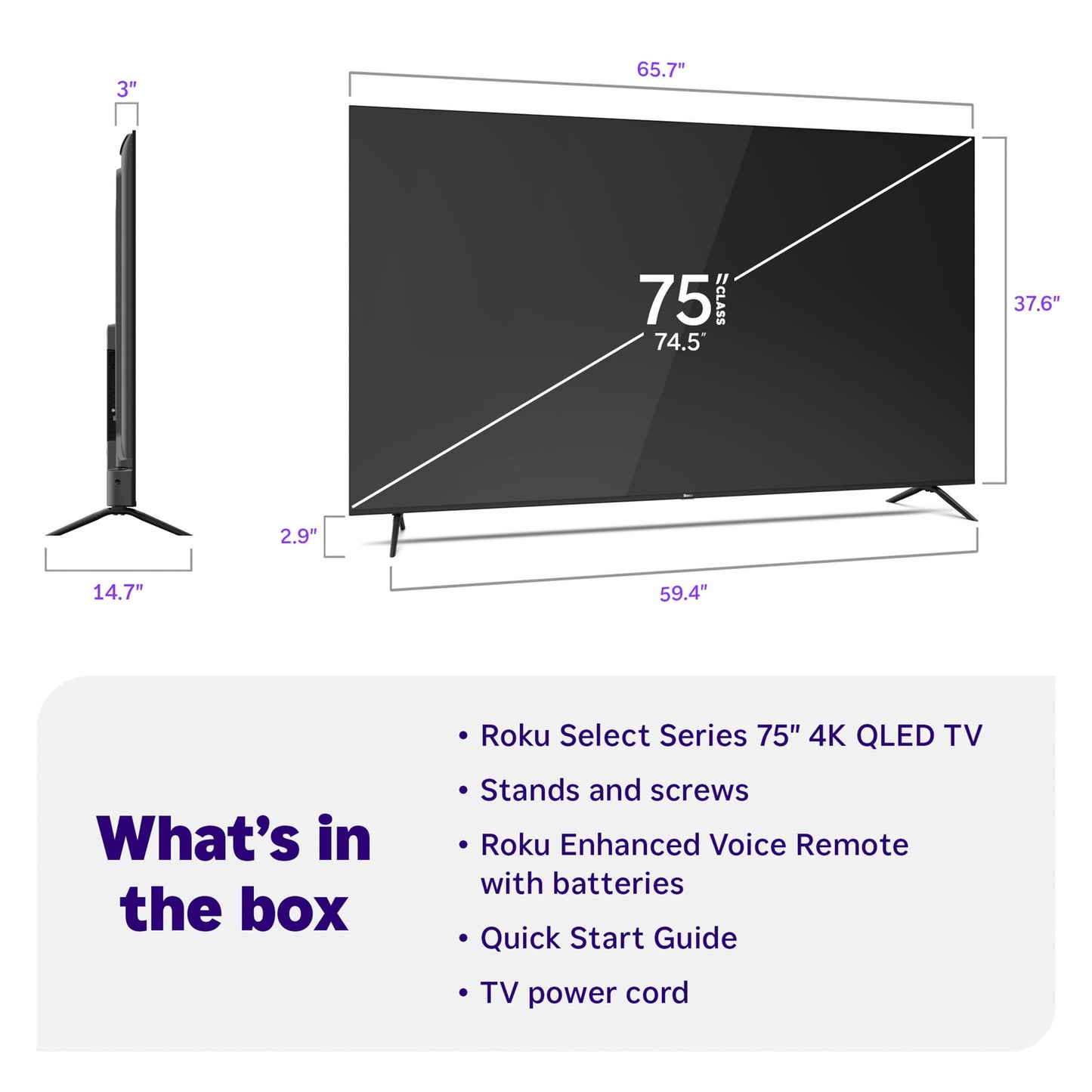 Roku Smart TV 2026 – 75-Inch Select Series, 4K QLED TV – Roku TV with Voice Remote – Flat Screen QLED Television with Wi-Fi for Streaming Live Local News, Sports, & Movies – Bluetooth Headphone Mode