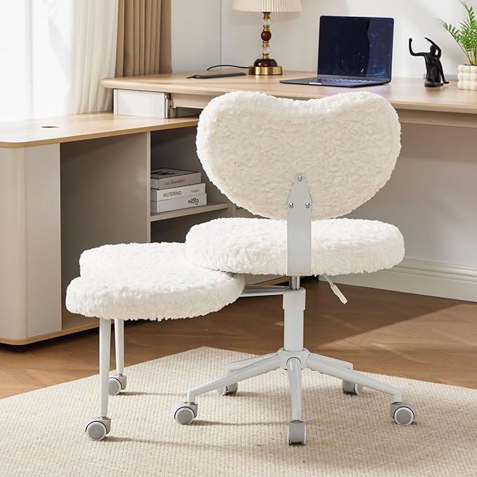 Cross Legged Office Chair for Adults, Criss Cross Office Chair with Wheels, Adjustable Meditation Chair with Lumbar Support, ADHD Desk Chair for Home Office, Beige