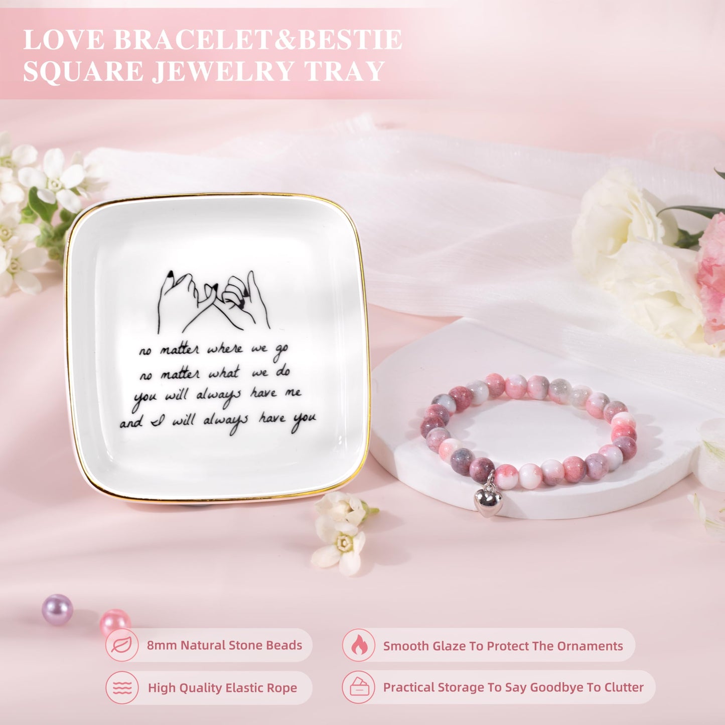Lepiche Birthday Gifts For Women Friendship Best Friend Birthday Gifts For Women Sister Bestie Bff - Coffee Mug, Bracelet, Key-Chain, Scented Candle