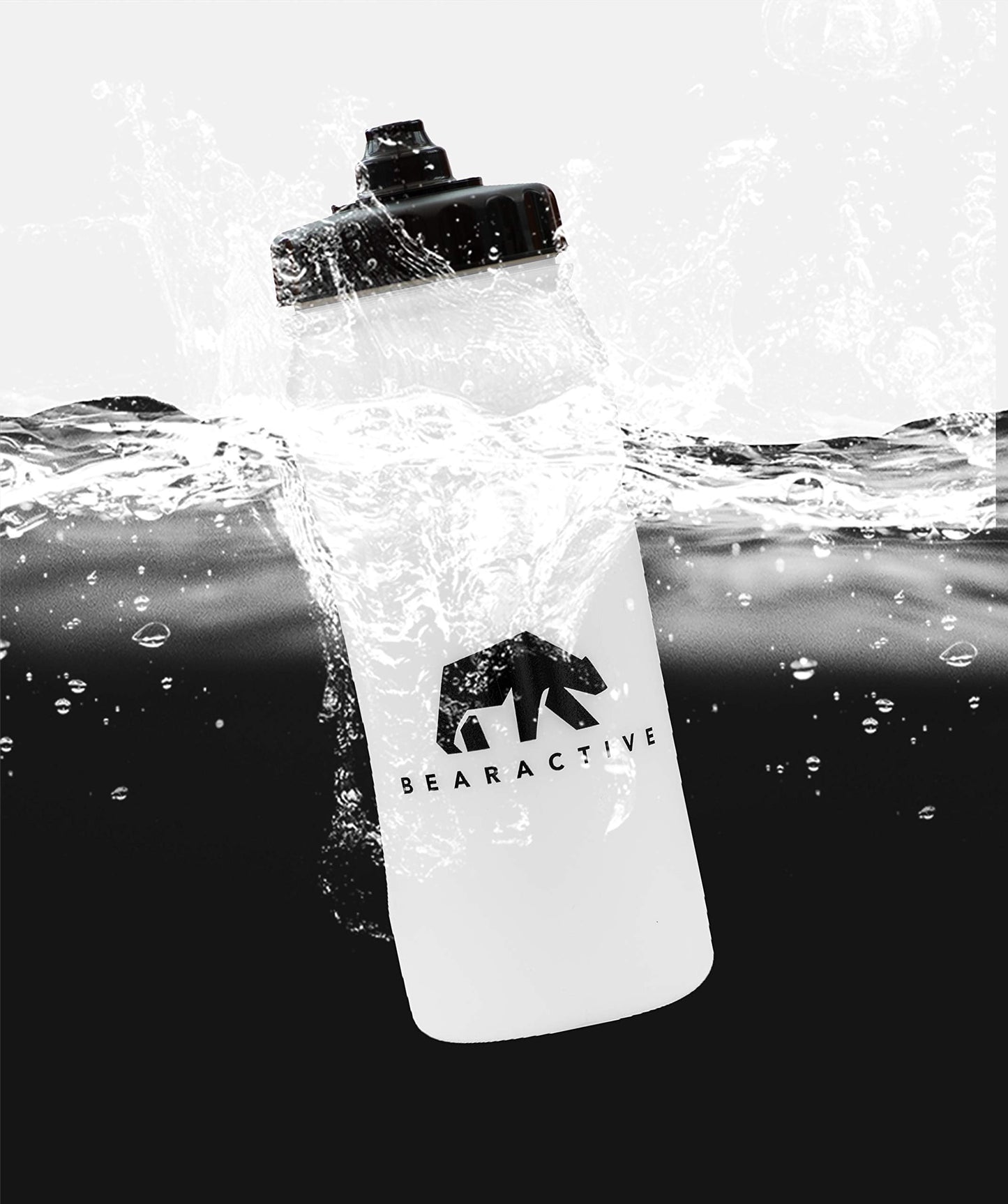 Bearactive 2 x Running Bottle Lightweight 500 ml Handheld Sports Water Bottles with Valve Sprout - BPA Free Plastic and Leak Proof - Runners Hand Grip Bottle for Jogging, Hiking, Gym - Black & Pink
