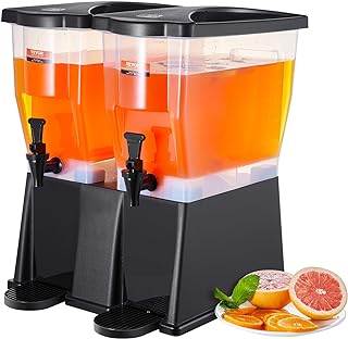 VEVOR Beverage Dispenser, 3 Gallon x 2 Drink Dispensers for Parties, Plastic Juice Dispenser with Stand Spigot Lid, Iced T...