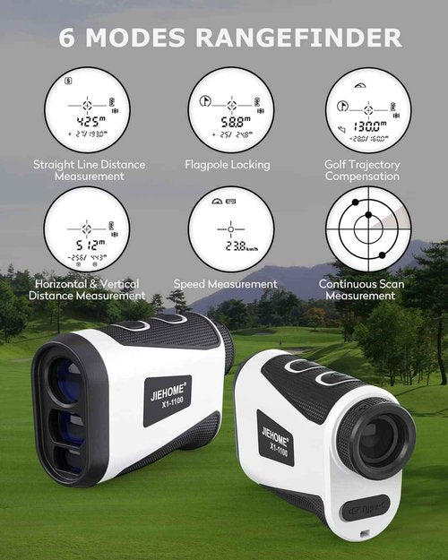 Golf Rangefinder JIEHOME X1 1100 Yardage Rangefinders with Magnetic Laser Range Finder 6X Magnification, Flag Lock, Vibration Rechargeable Distance Slope Speed Rangefinders for Golfing Hunting Archery