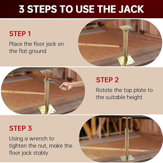 FOROIRON 4 Pack House Jacks for Leveling Foundation Jacks for Leveling House Floor Jack Adjustable Floor Jack Telescoping Jack for Temporary Support Adjustable Range 11 inch - 16 inch