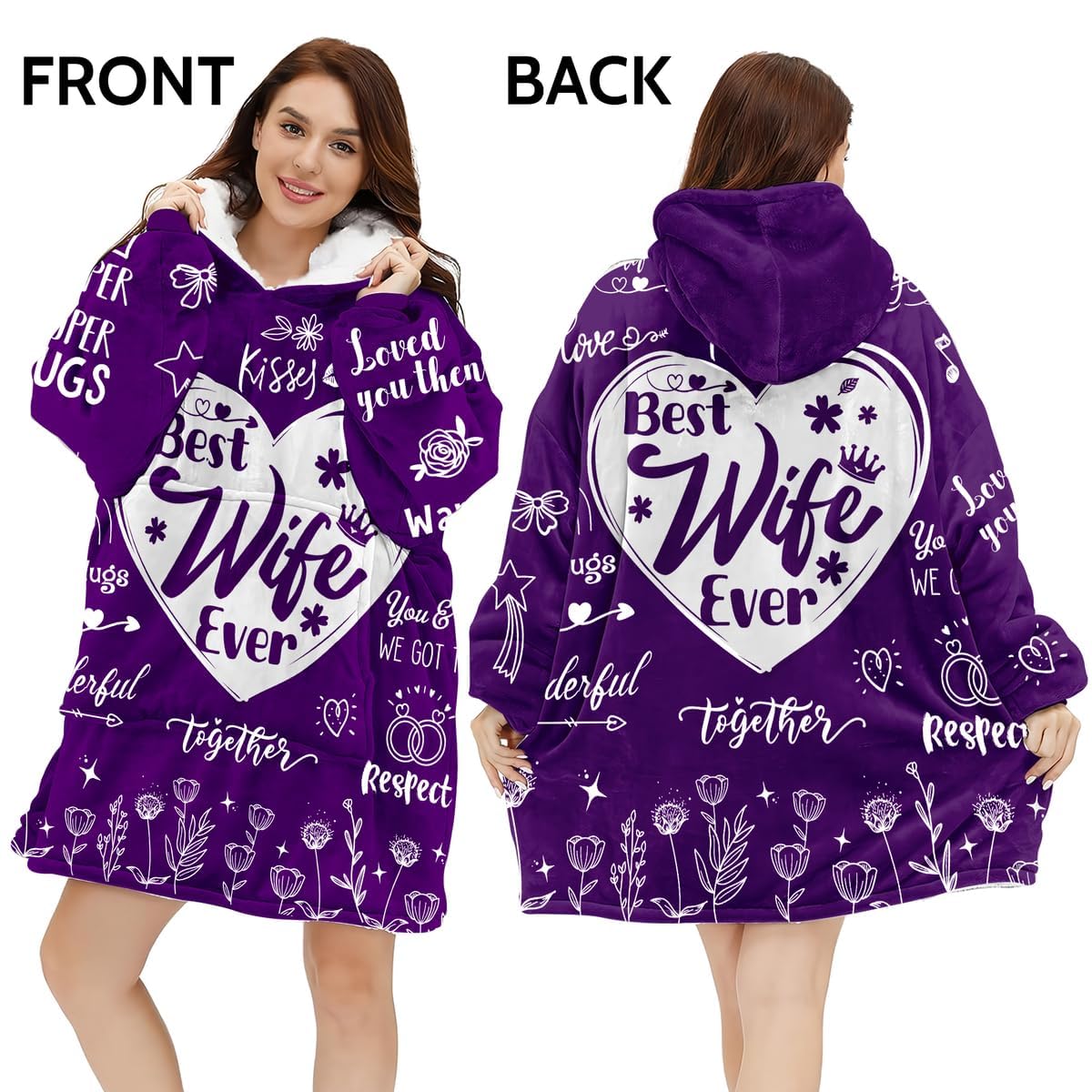 Warmstorey Wearable Blanket Hoodie For Wife Best Wife Ever Hoodie Blanket - Cozy Wearable Hoodies Blanket From Husband Best Wife Ever Gift For Christmas Gift For Wife From Husband Anniversary