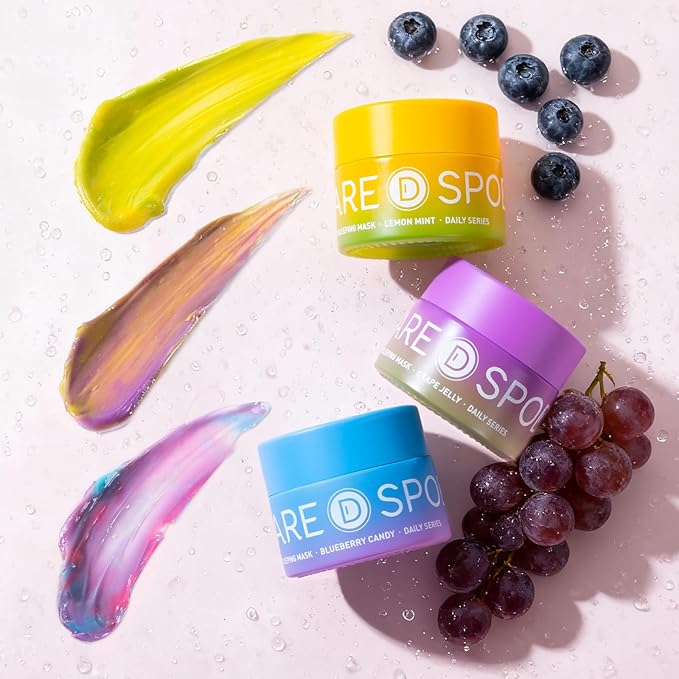 Lip Mask, Overnight Lip Sleeping Mask, Lip Moisturizer for Dry Cracked Lips Care, Dual-Color Korean Lips Balm with Vitamin C and Shea Butter for Nourishing and Softening Lips - Lemon Mint