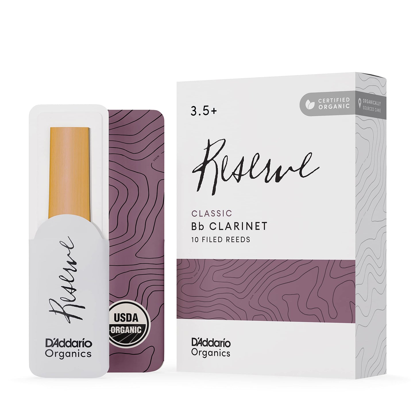 DAddario Organic Reserve Bb Clarinet Reeds - Reeds for Clarinet - Individually Sealed - 4.5 Strength, 10 Pack